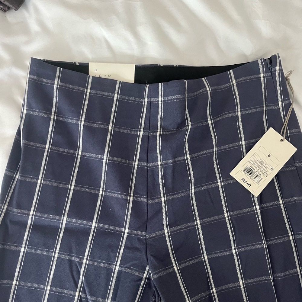 NEVER WORN- Navy Plaid Trousers